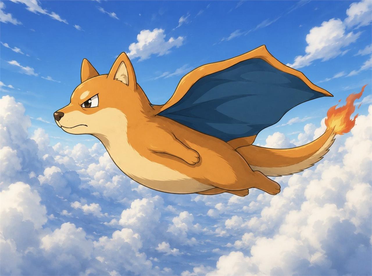 Inuzard flying through clear skies